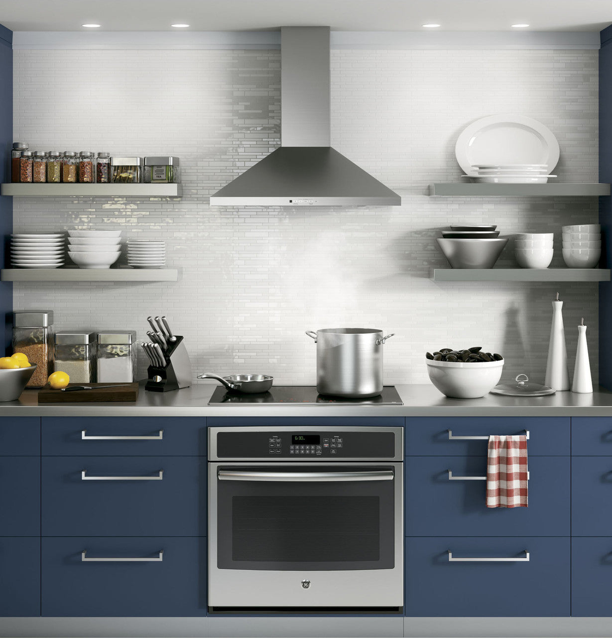 GE JVW5301SJSS 30" Wall-Mount Pyramid Chimney Hood โ Stainless Steel