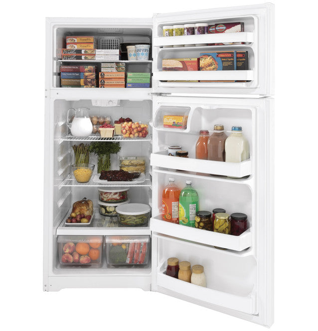 GE® ENERGY STAR® 17.5 Cu. Ft. Top‑Freezer Refrigerator – White GTE18DTNRWW