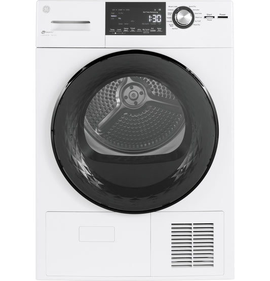 GE ENERGY STAR® GFT14ESSMWW 24" 4.1 Cu. Ft. Front Load Ventless Condenser Electric Dryer with Stainless Steel Basket