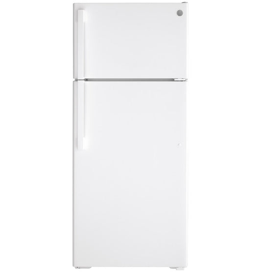 GE® ENERGY STAR® 17.5 Cu. Ft. Top‑Freezer Refrigerator – White GTE18DTNRWW