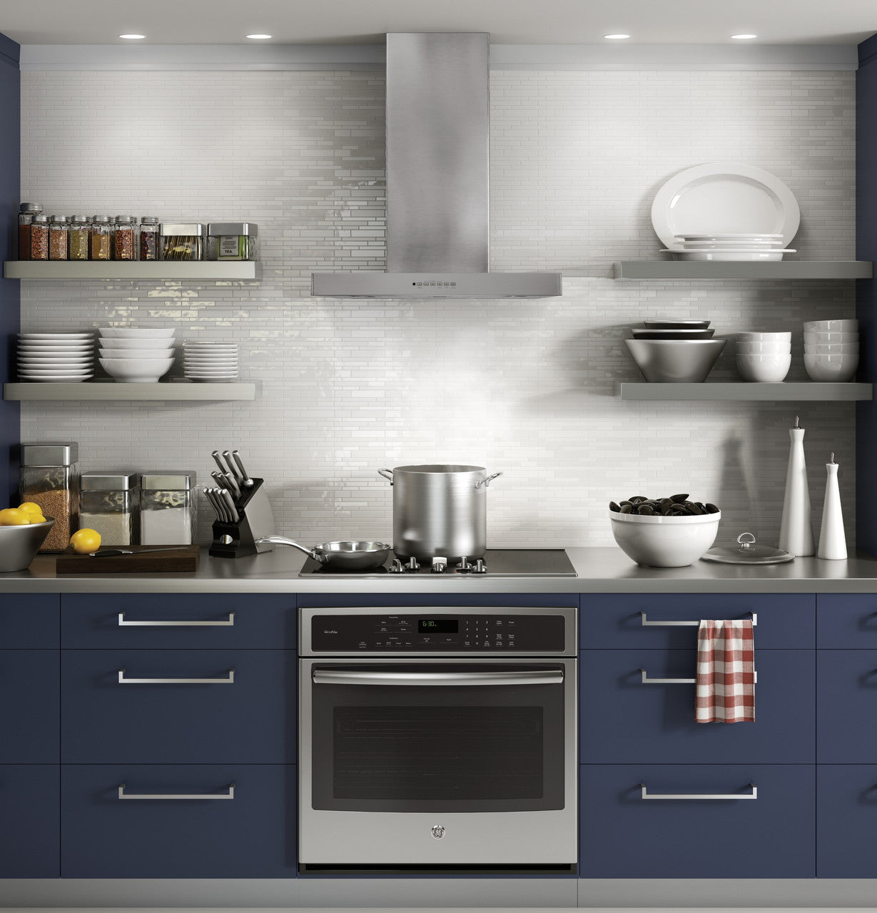 GE UVW8301SLSS 30" Designer Wall-Mount Hood with Dimmable LED Lighting – Stainless Steel