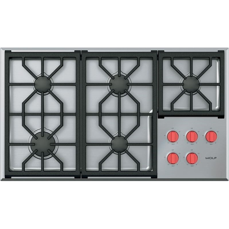 Wolf 36" CG365P/S Professional Gas Cooktop - 5 Burners