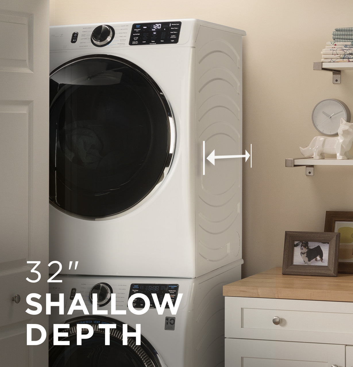 GE GFW655SSVWW Washer & GFD65ESSVWW / GFD65GSSVWW Dryer Laundry Pair – White