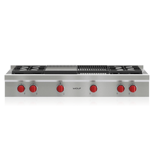 Wolf SRT484CG 48″ Sealed Burner Rangetop with Charbroiler & Griddle