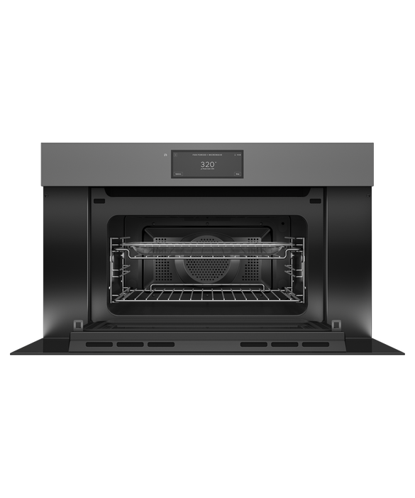 Fisher & Paykel OM30NMUNG3 30" Handleless Compact Convection Speed Oven - Grey Glass
