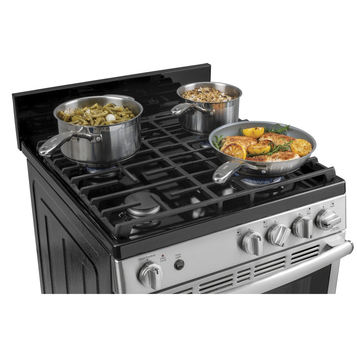GE JGAS640RMSS 24" Free-Standing / Slide-In Front-Control Gas Range with Steam Clean – Stainless Steel