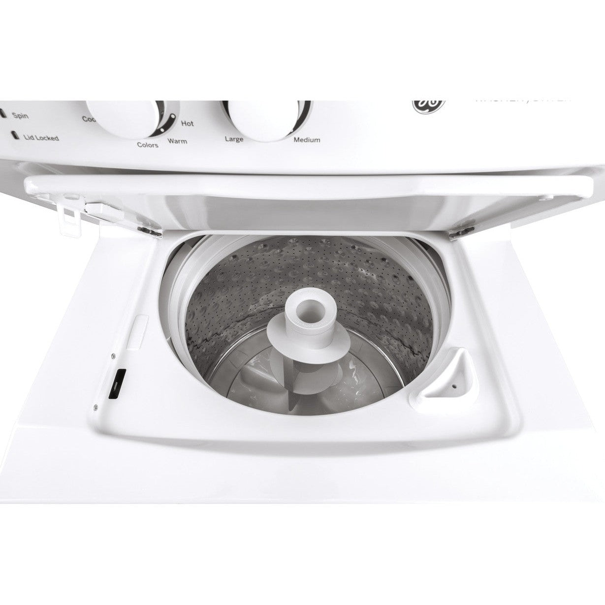 GE GUD27GSSMWW 27" Unitized Spacemaker® Laundry Center with Gas Dryer 3.8 Cu. Ft. Washer / 5.9 Cu. Ft. Dryer – White