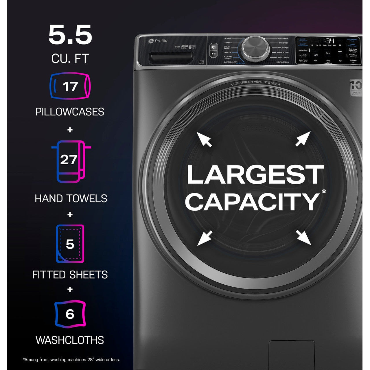 GE Profile PFW955SPWDS 5.5 cu. ft. Front Load Washer with UltraFresh Vent+