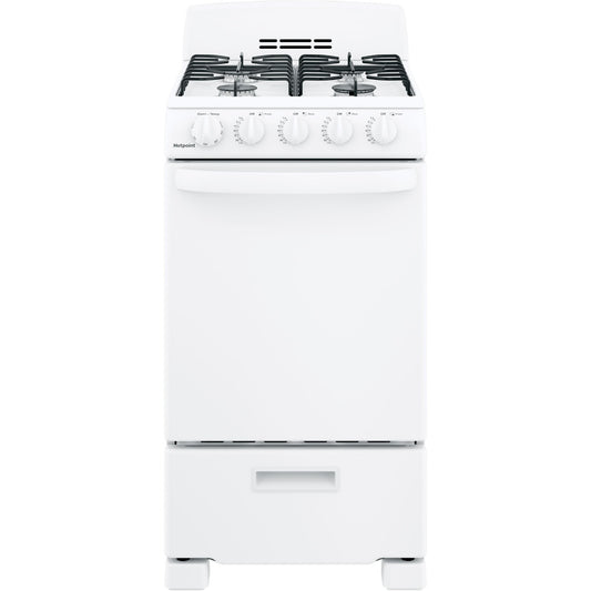 Hotpoint® 20" Front-Control Free-Standing Gas Range with Sealed Burners RGAS200DMWW