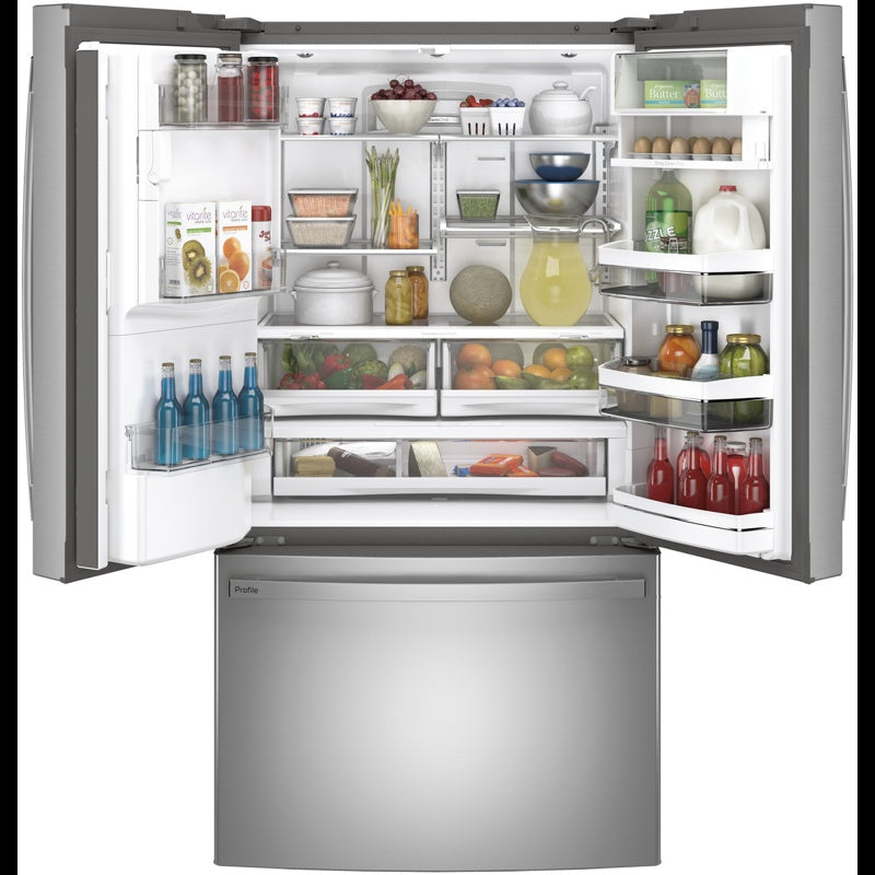 GE Profile™ ENERGY STAR® 22.1 Cu. Ft. Counter-Depth Fingerprint Resistant French-Door Refrigerator with Hands-Free AutoFill
