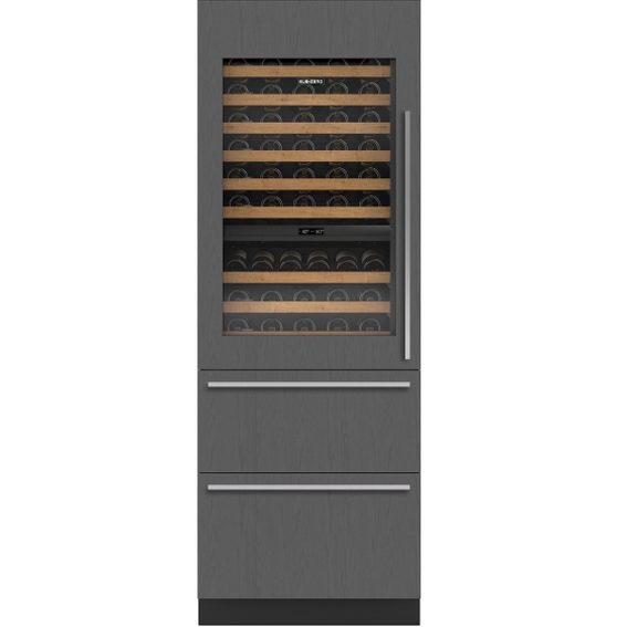 Sub Zero DET3050WR – 30" Designer Wine Storage with Refrigerator Drawers - Panel Ready