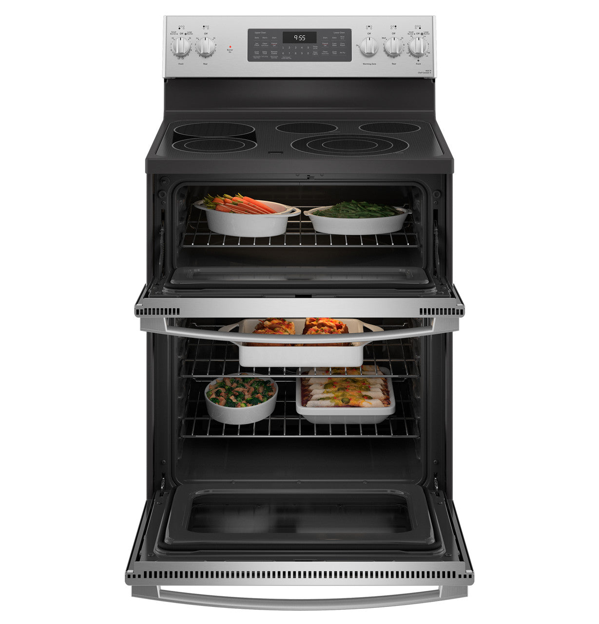 GE Profile™ 30" Smart Free-Standing Electric Double Oven Convection Range with No Preheat Air Fry