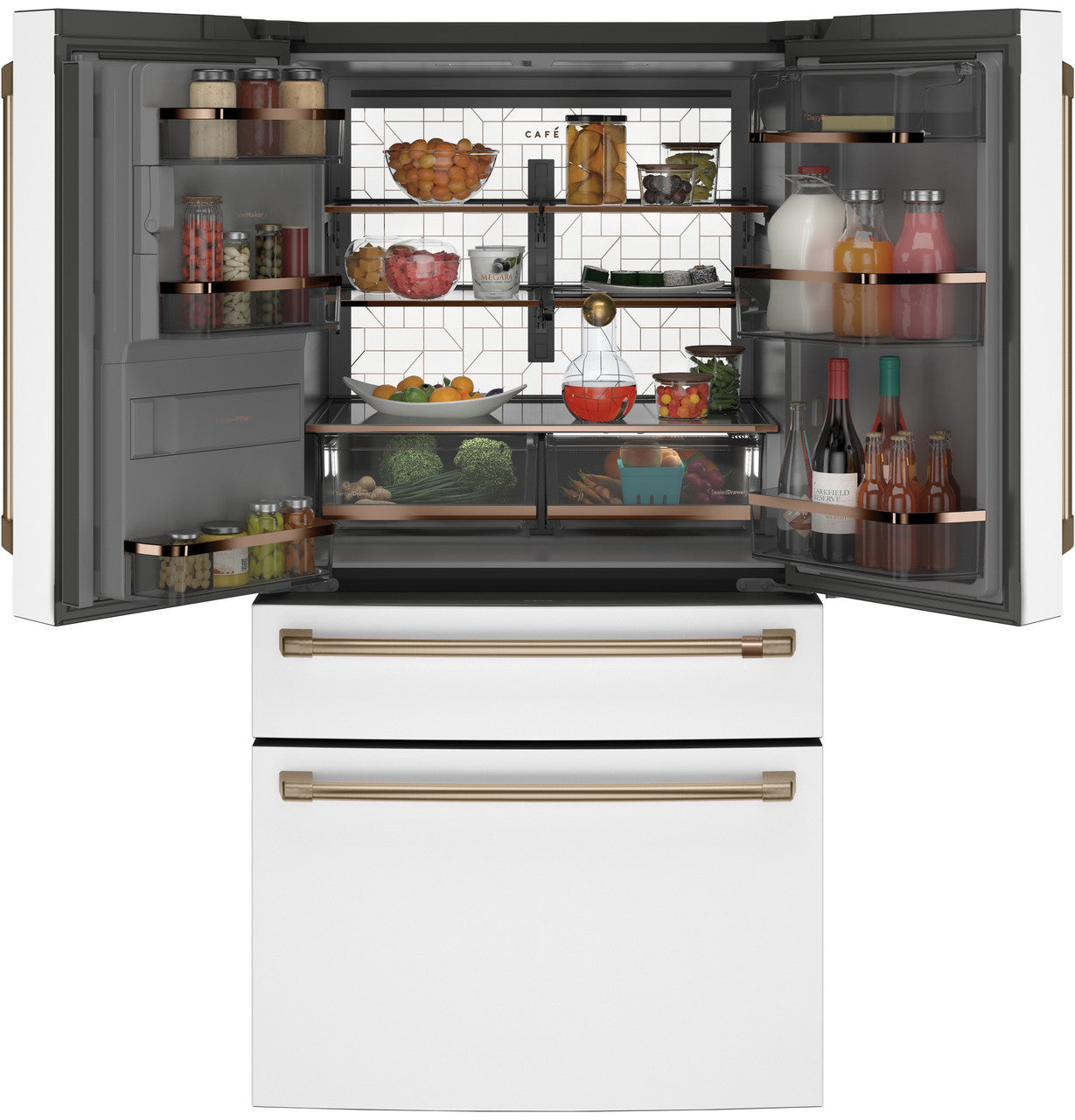 Café CXE22DP4PW2 22.3 Cu. Ft. Smart Counter-Depth 4-Door French Door Refrigerator