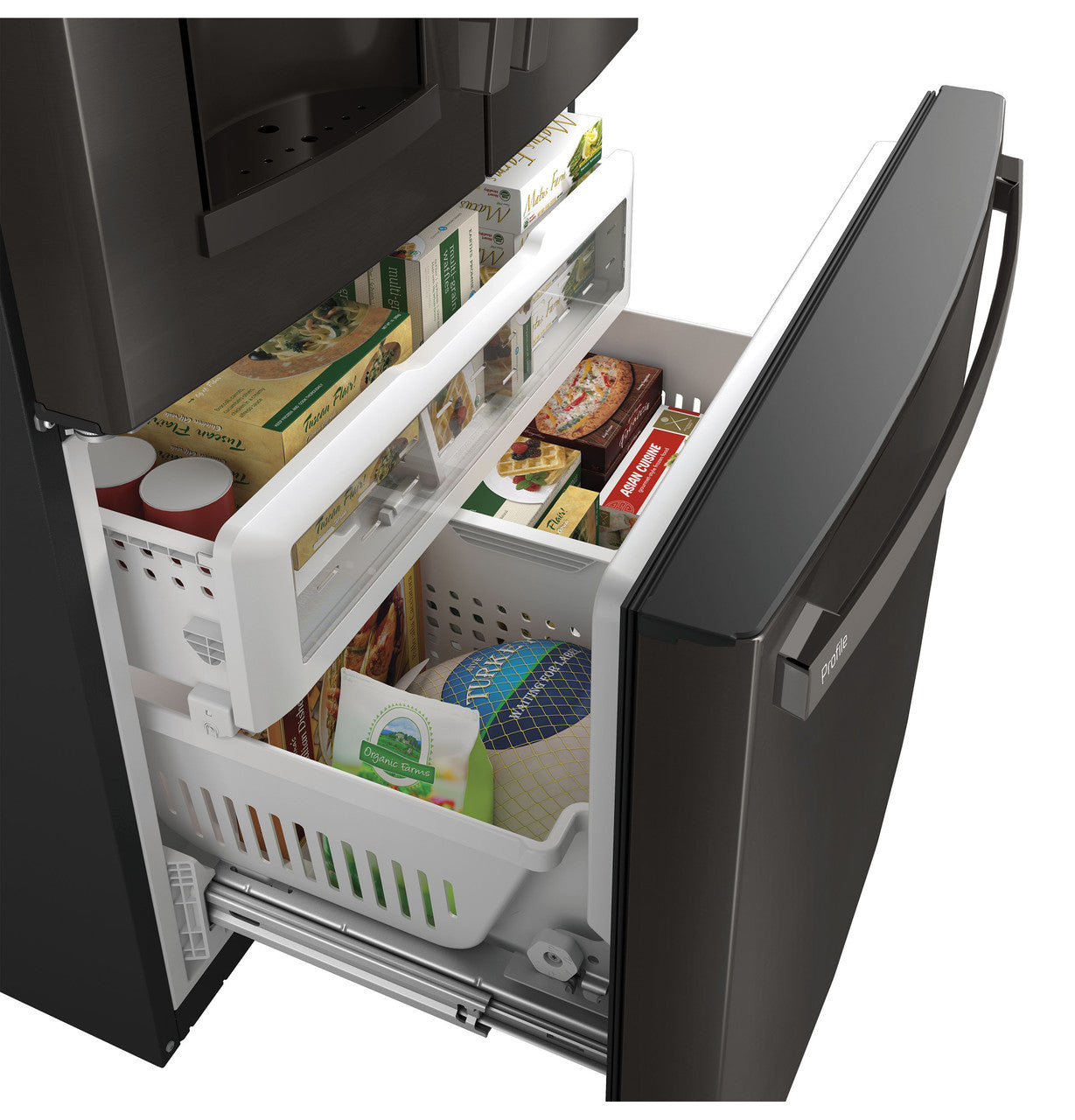 GE Profile PYE22KBLTS 36" Counter-Depth French Door Refrigerator with Hands-Free AutoFill – Black Stainless, ENERGY STAR®