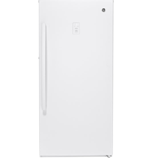 GE FUF14DLRWW ENERGY STAR 14.1 Cu. Ft. Frost-Free Upright Freezer, Garage Ready – White