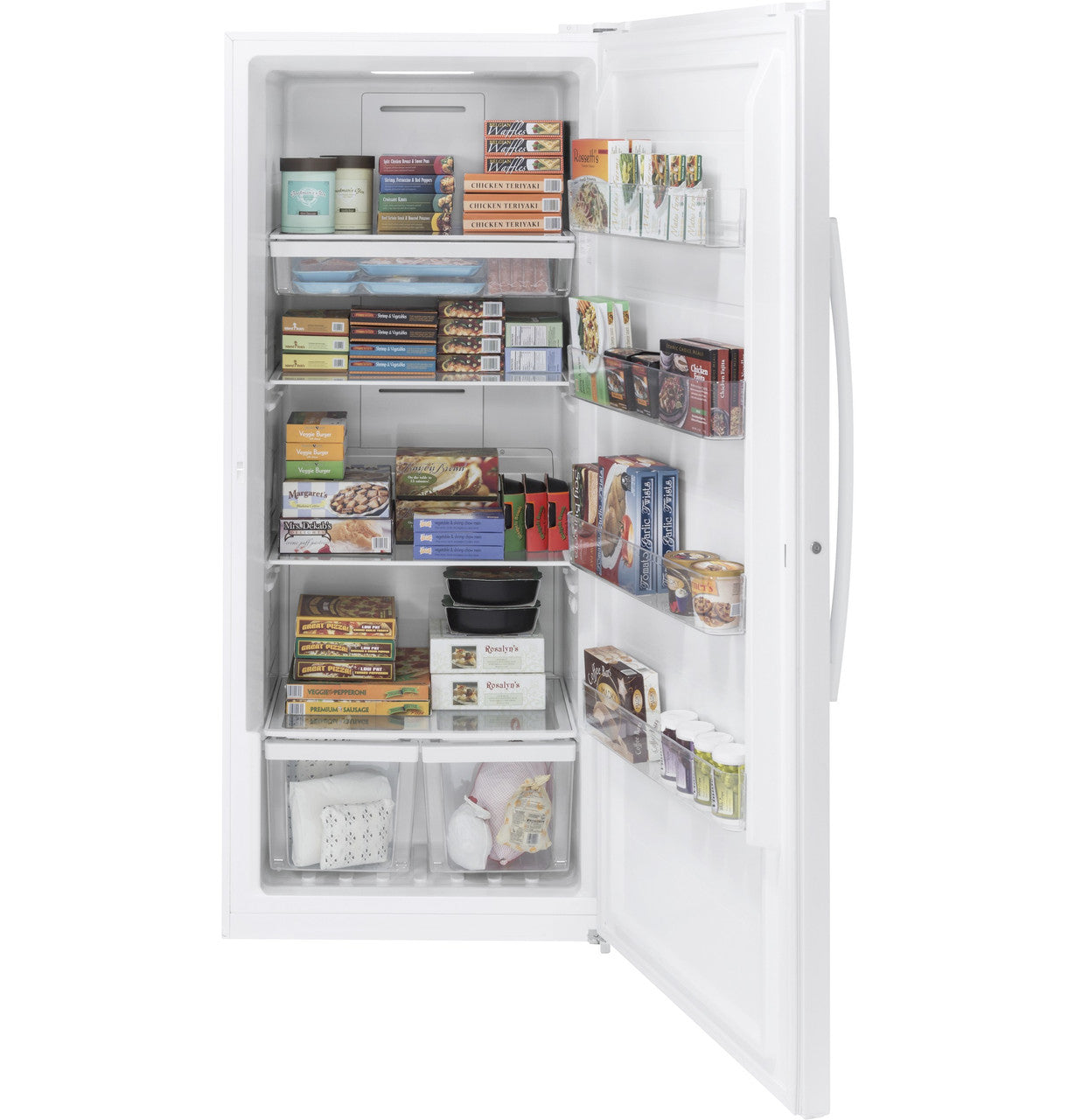 GE FUF21DLRWW ENERGY STAR 21.3 Cu. Ft. Frost-Free Upright Freezer, Garage Ready – White