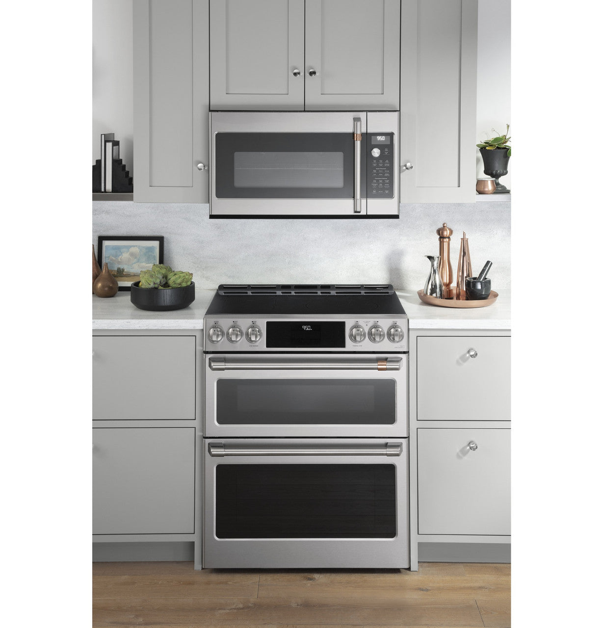 Cafe CES750P2MS1 30" Smart Slide-In Radiant and Convection Double-Oven Range