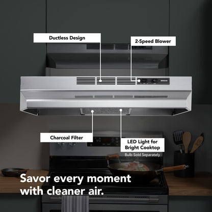 Broan 4124SF 24" Ductless Under-Cabinet Range Hood – Stainless Finish