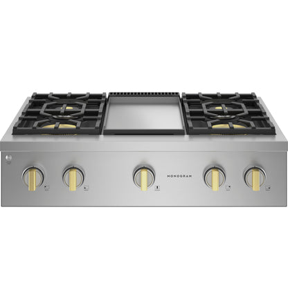 Monogram ZGU364NDTSS 36" Professional Gas Rangetop with 4 Burners & Griddle - Stainless Steel