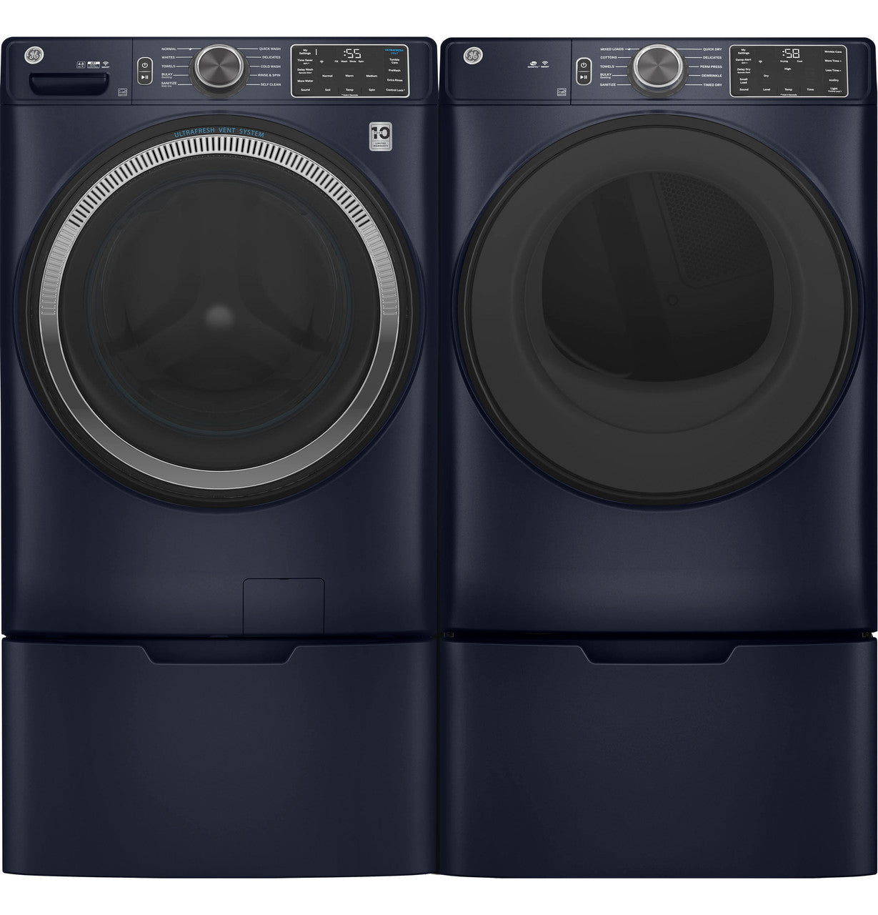 GE GFD55ESPRRS 7.8 Cu. Ft. Smart Front Load Electric Dryer with Sanitize Cycle – Sapphire Blue