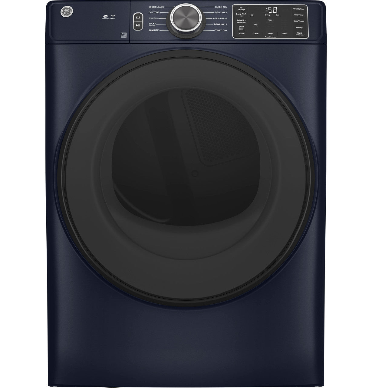 GE GFD55ESPRRS 7.8 Cu. Ft. Smart Front Load Electric Dryer with Sanitize Cycle – Sapphire Blue