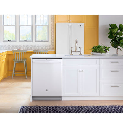 GE GDT535PGRWW 24" ENERGY STAR® Top-Control Dishwasher with Plastic Interior – White
