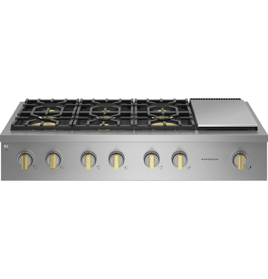 Monogram ZGU486NDTSS 48" Professional Gas Rangetop with 6 Burners & Griddle - Stainless Steel