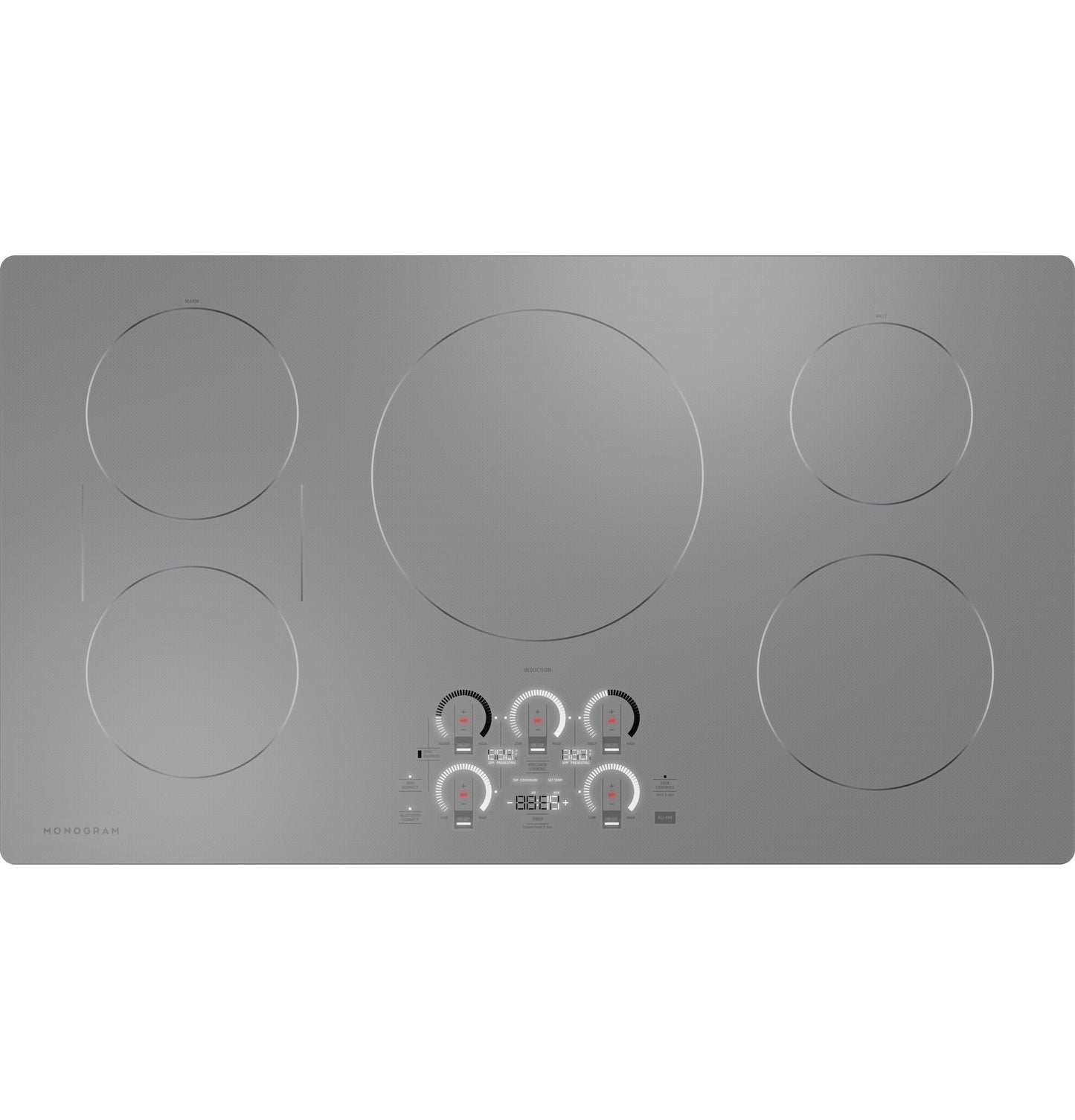 Monogram ZHU36RSTSS 36" Induction Cooktop with Precision Temperature Control - Silver
