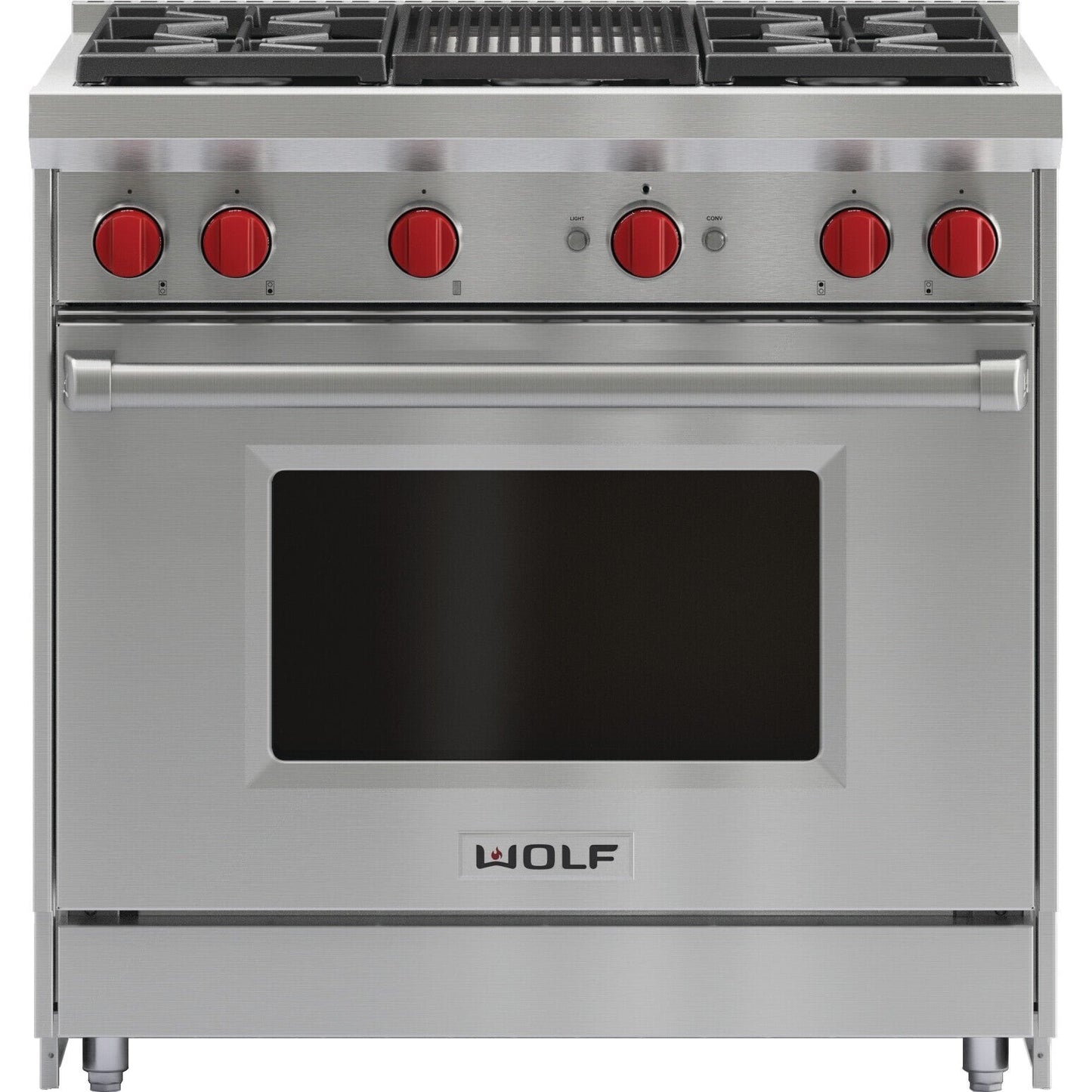 Wolf GR364C 36" Gas Range with 4 Burners and Charbroiler