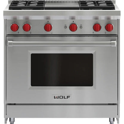 Wolf GR364G 36" Gas Range with 4 Burners and Griddle