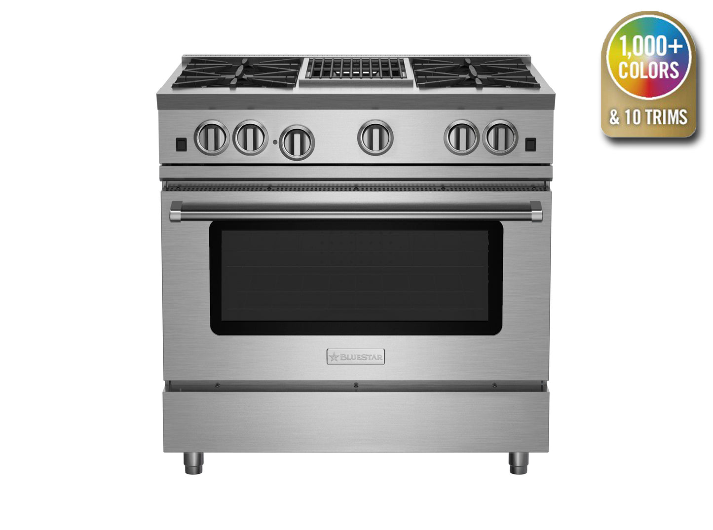 BlueStar RNB364CBV2 36" Nova Series Open Burner Gas Range with 12" Charbroiler