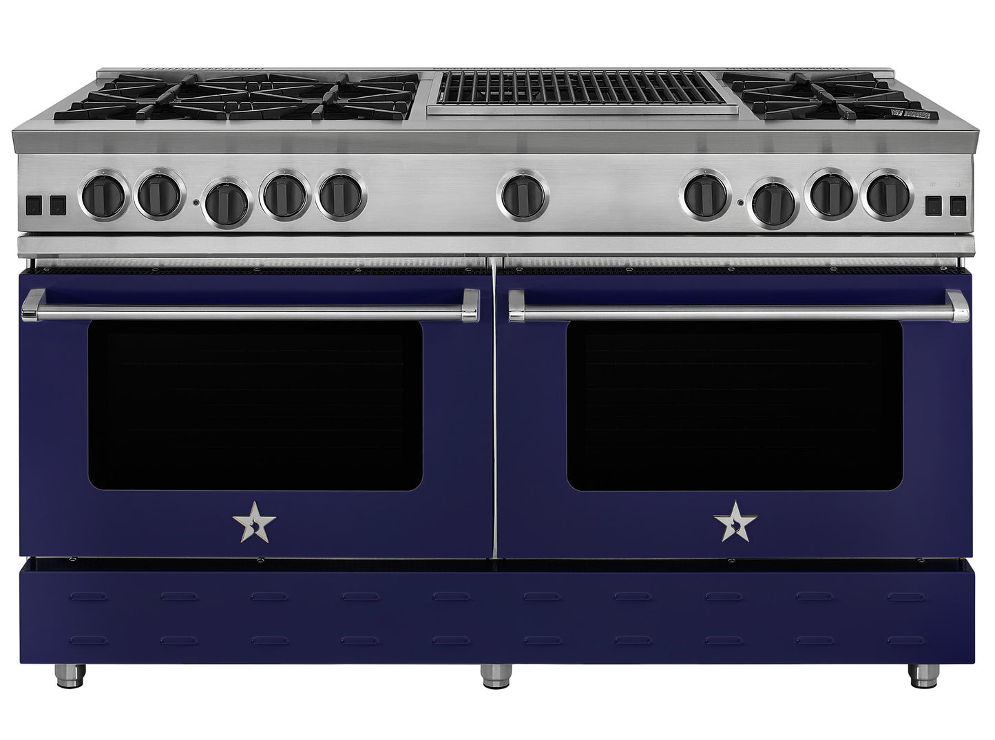 BlueStar RNB606CBV2 60" Nova Series Open Burner Gas Range with 24" Charbroiler – Stainless Steel