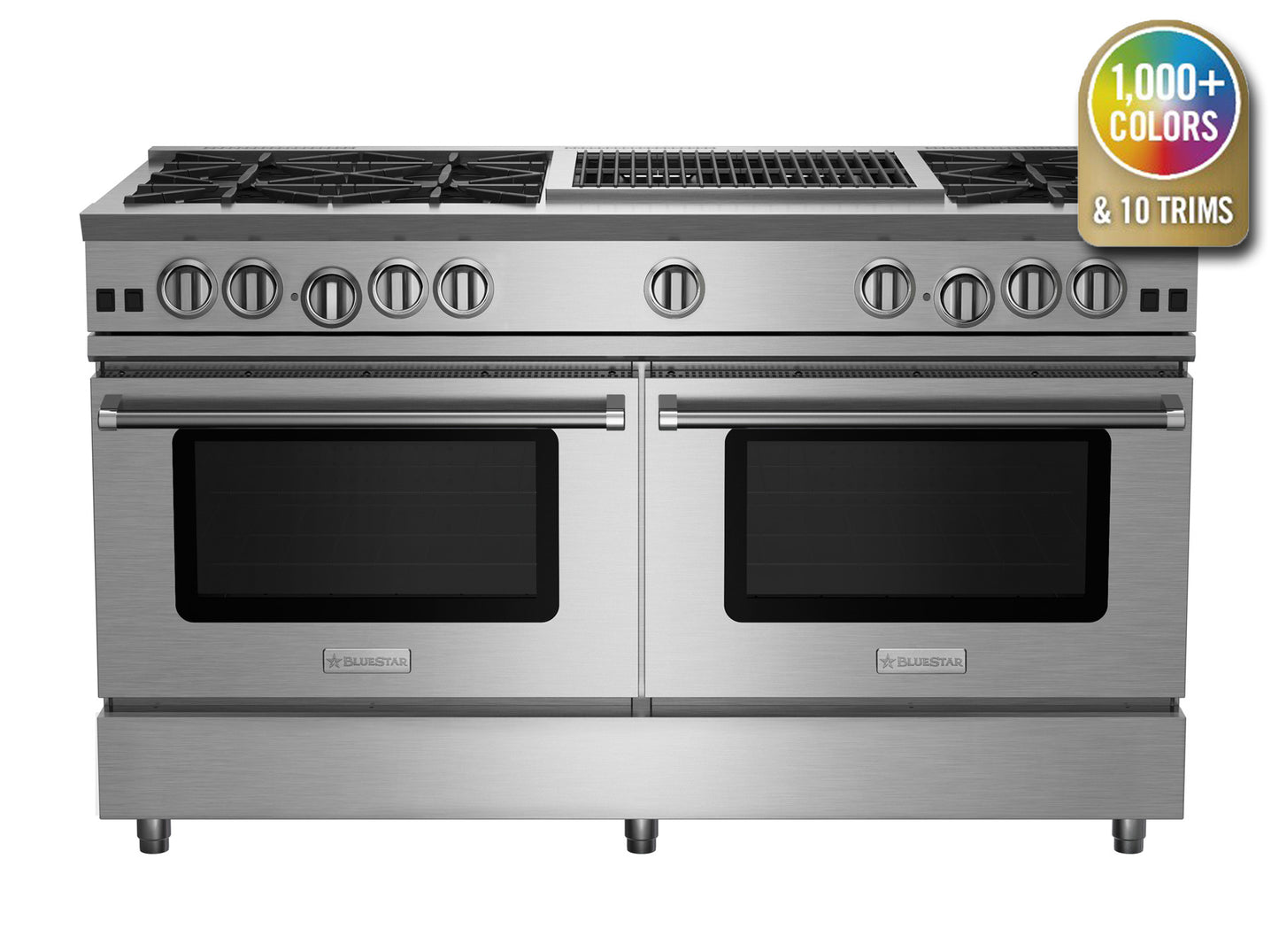 BlueStar RNB606CBV2 60" Nova Series Open Burner Gas Range with 24" Charbroiler – Stainless Steel