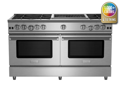 BlueStar RNB606CBV2 60" Nova Series Open Burner Gas Range with 24" Charbroiler – Stainless Steel