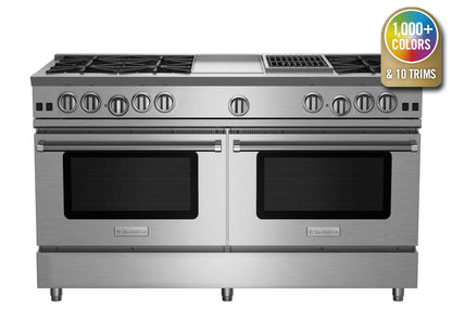 BlueStar RNB606GCBV2 60" Nova Series Open Burner Gas Range with 12" Griddle & Charbroiler