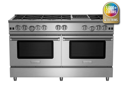 BlueStar RNB608CBV2 60" Nova Series Open Burner Gas Range with 12" Charbroiler – Stainless Steel