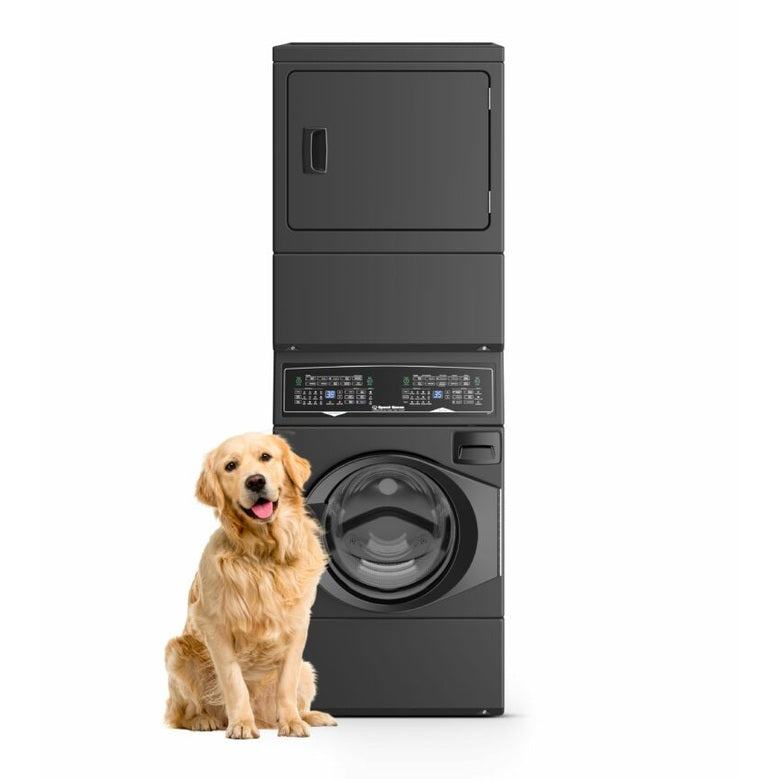 Speed Queen SF7008BE 27" SF7 Stacked Washer & Electric Dryer with Pet Plus™ – Matte Black