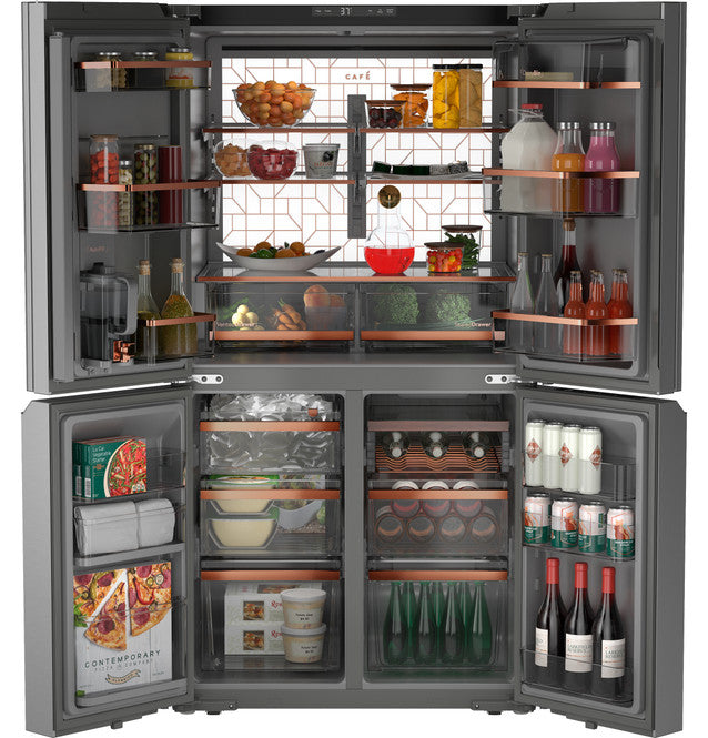 Café CHE23DM5WS5 Platinum Glass Counter-Depth Quad Door Refrigerator