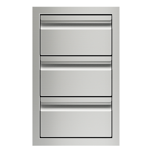 Wolf 827606 13" Outdoor Triple Storage Drawers – Stainless Steel