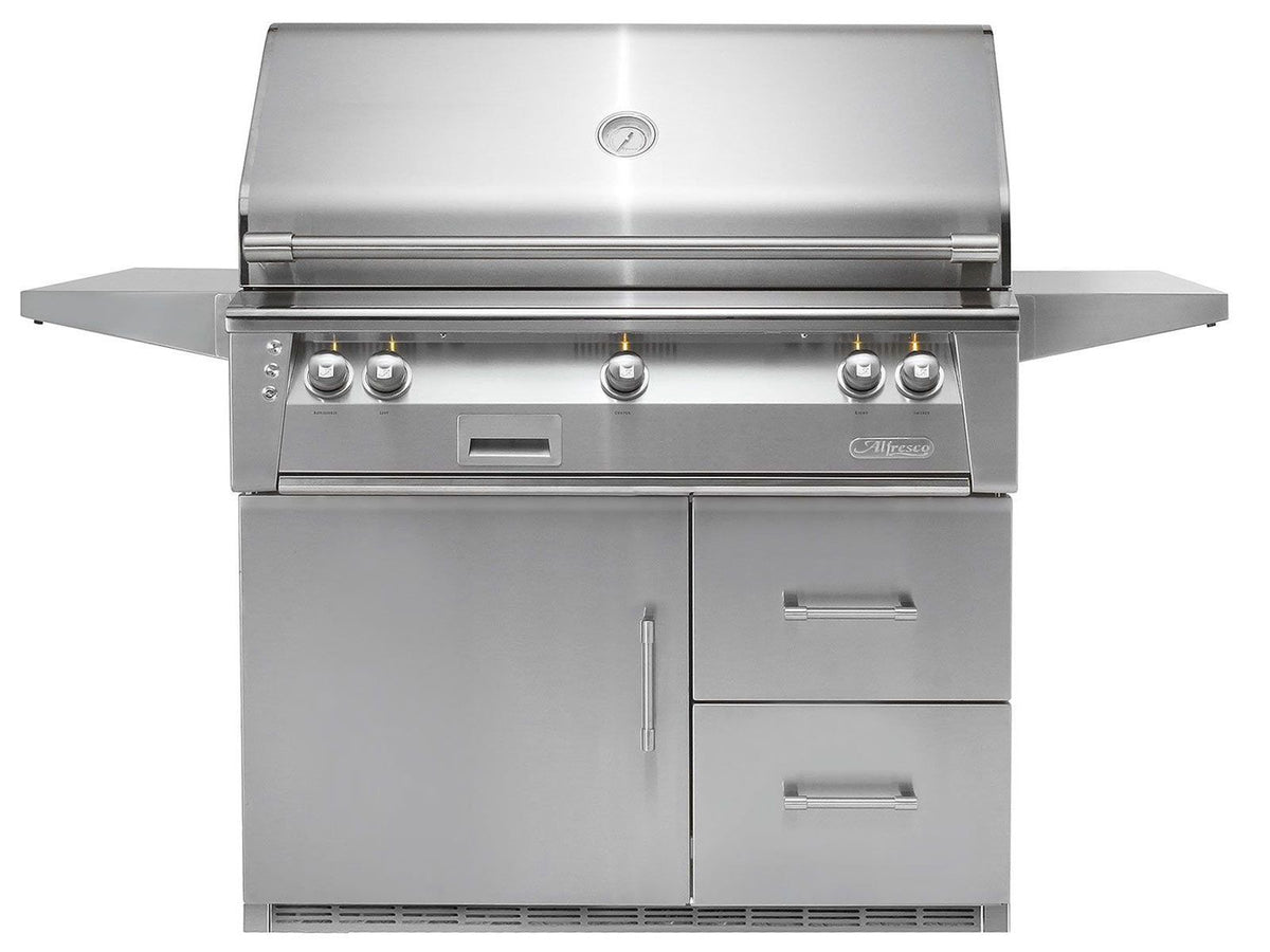 Alfresco ALXE-42SZRFG 42" Refrigerated Cart Gas Grill with Sear Zone