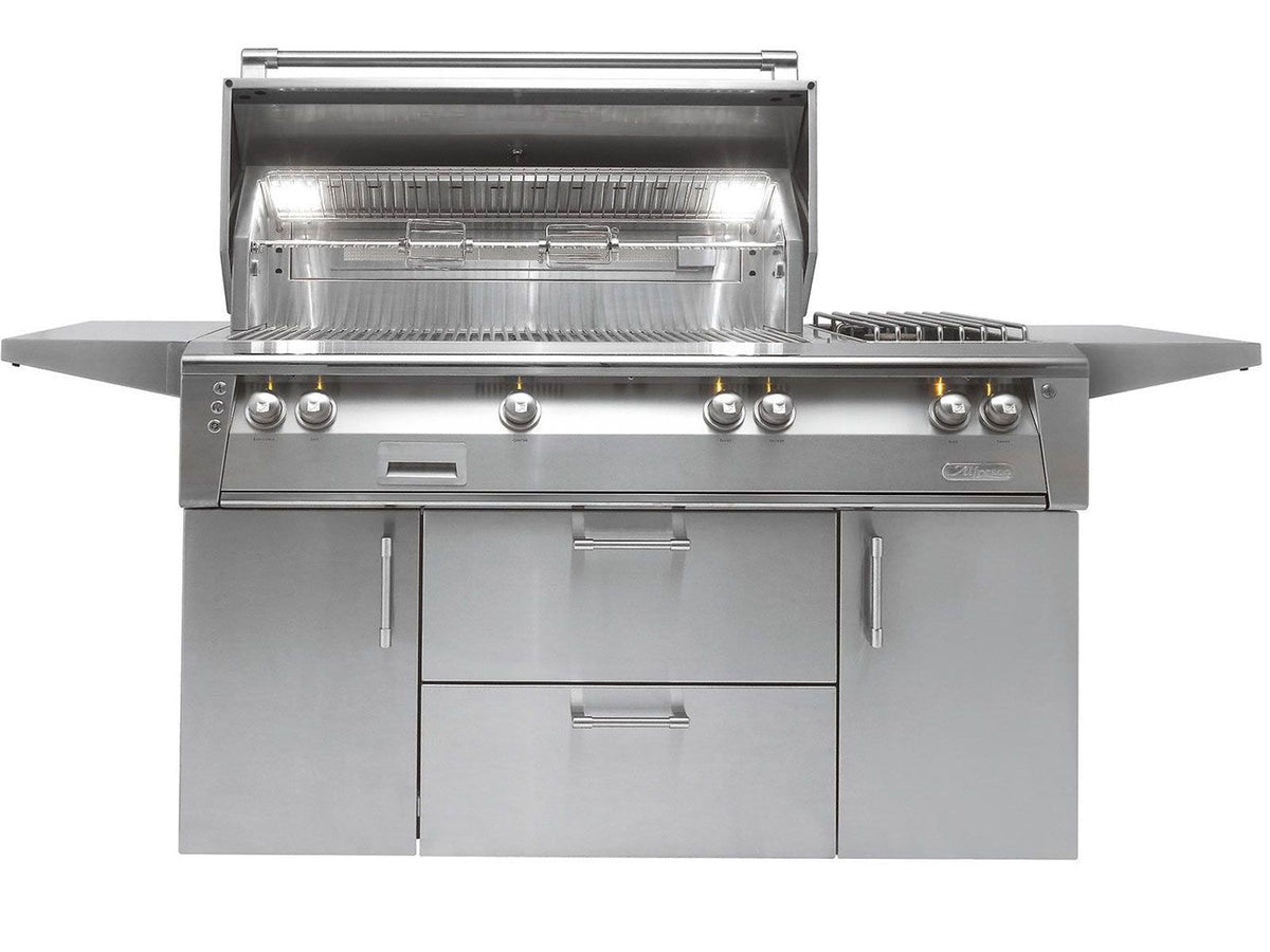Alfresco ALXE-56SZC 56" Cart Gas Grill with Sear Zone and Side Burner
