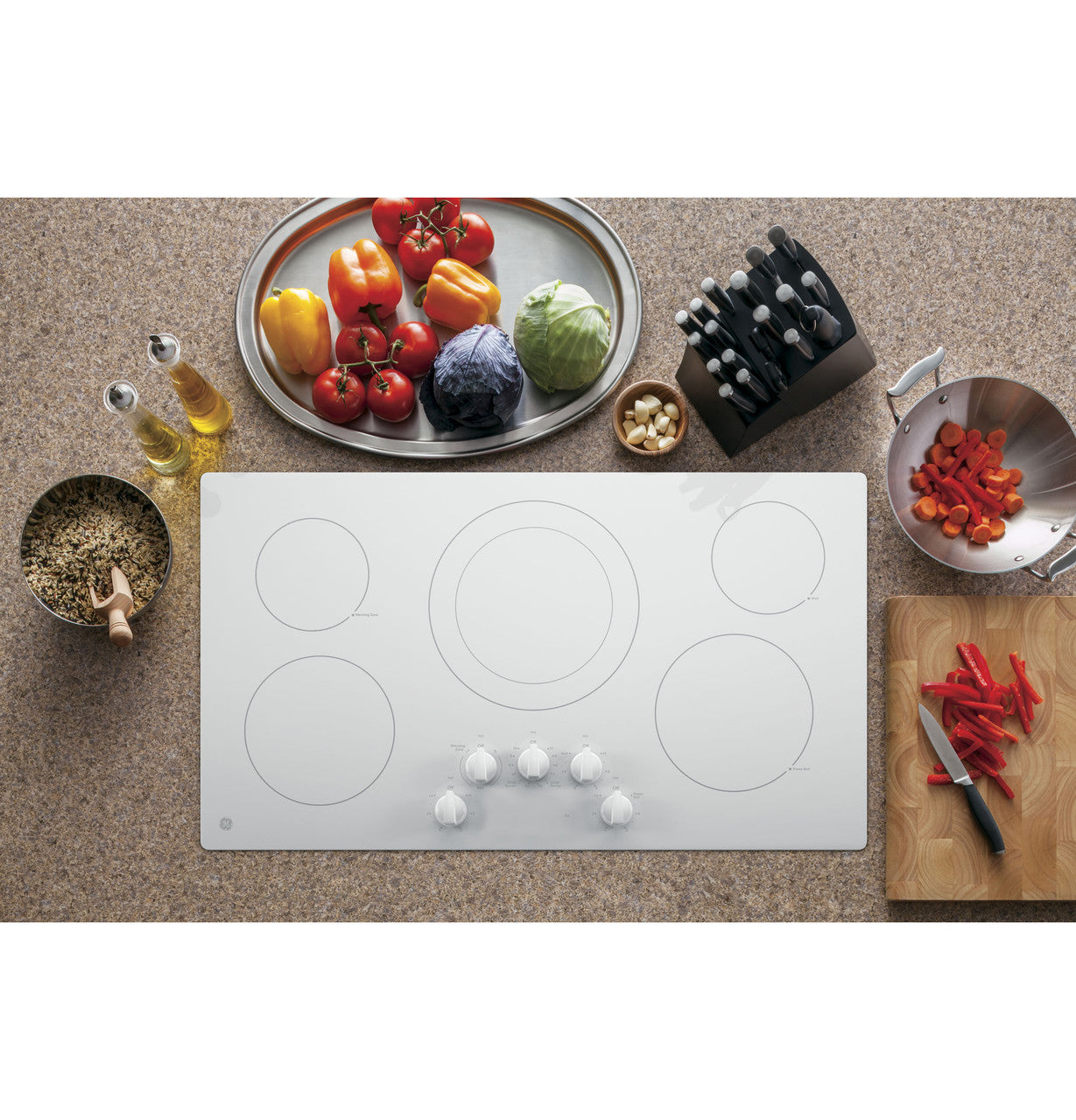 GE JP3036TLWW 36" Built-In Electric Cooktop – White