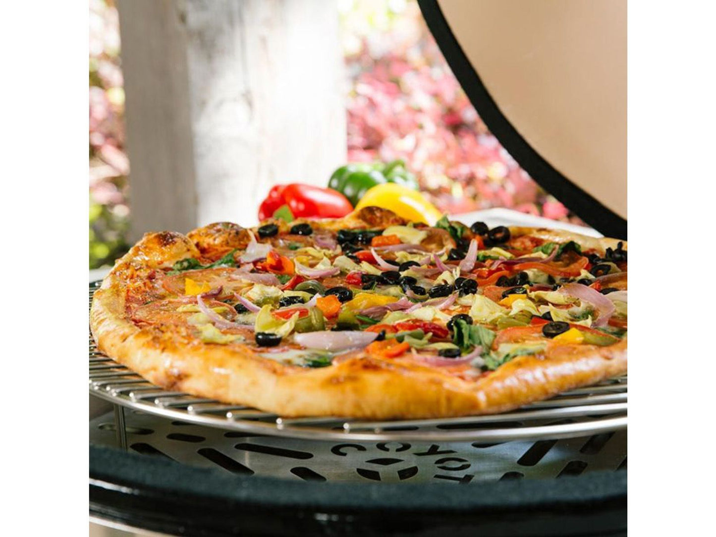 Coyote C1CHCS 22" Asado Built-In Ceramic Charcoal Smoker – Black Ceramic