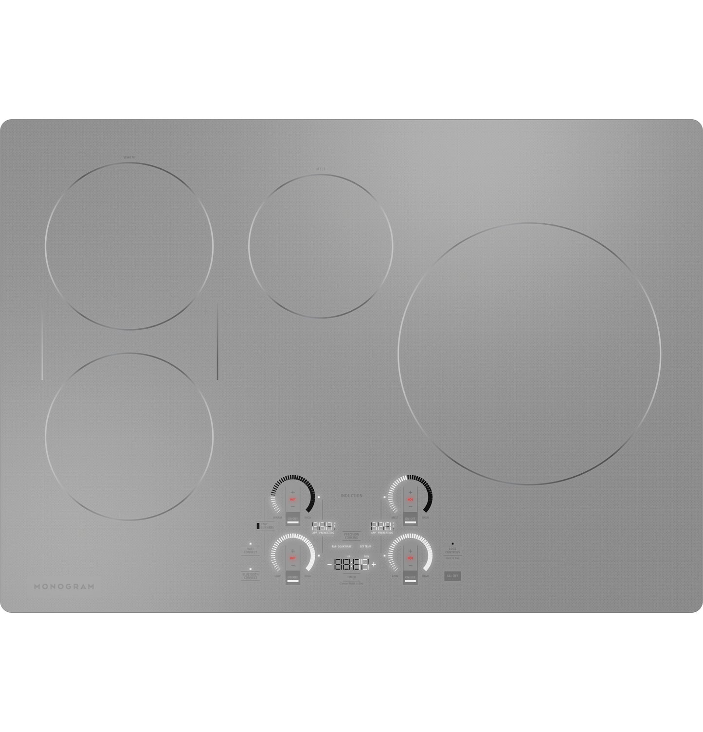 Monogram ZHU30RSTSS 30" Induction Cooktop with Precision Temperature Control - Silver