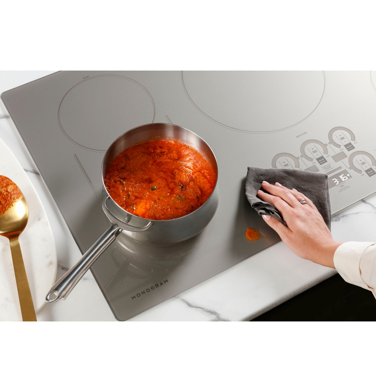Monogram ZHU36RSTSS 36" Induction Cooktop with Precision Temperature Control - Silver