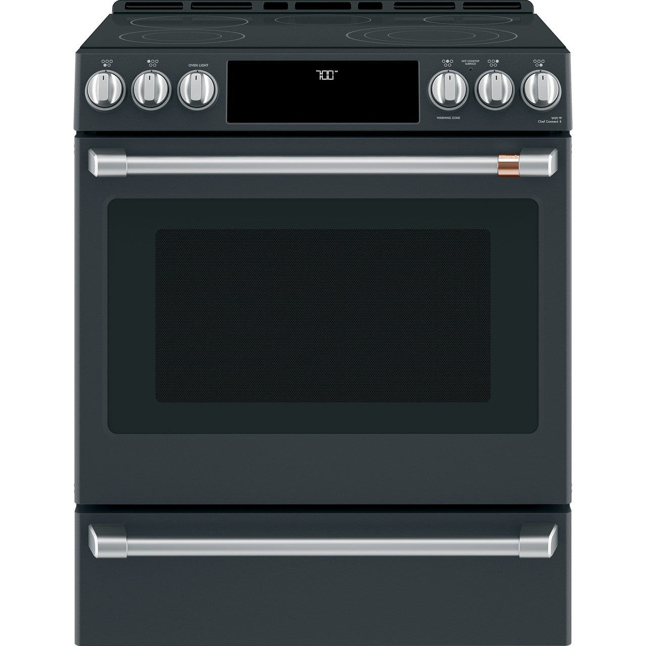 Cafe CES700P3MD1 30" Smart Slide-In Radiant and Convection Range with Warming Drawer