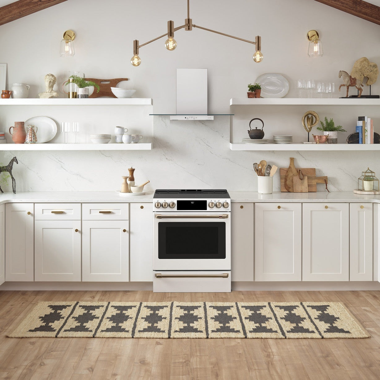 Cafe CES700P4MW2 30" Smart Slide-In Radiant and Convection Range with Warming Drawer