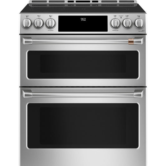Cafe CES750P2MS1 30" Smart Slide-In Radiant and Convection Double-Oven Range