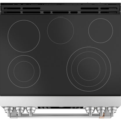Cafe CES700P2MS1 30" Smart Slide-In Radiant and Convection Range with Warming Drawer