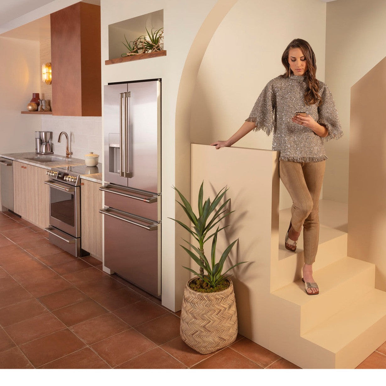 Café CXE22DP2PS1 22.3 Cu. Ft. Smart Counter-Depth 4-Door French Door Refrigerator